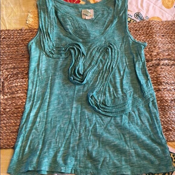{Anthro} Little Yellow Button Heathered Green Tank - Picture 1 of 7
